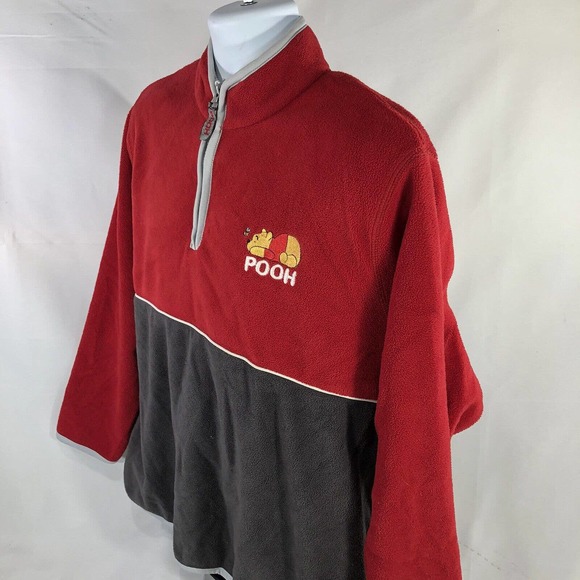 Vintage Winnie The Pooh Fleece Zip Up L Pooh Bear 1/4 Zip Disney 90s Pullover - Picture 4 of 12